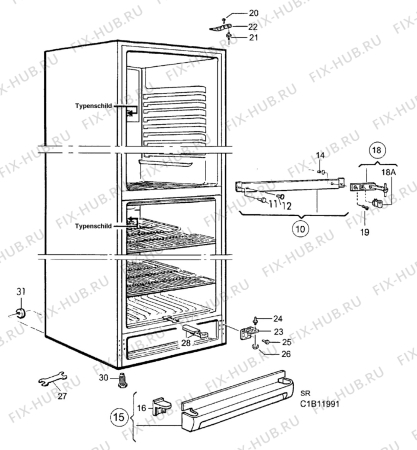 Взрыв-схема холодильника Electrolux ER2702B - Схема узла Housing 001